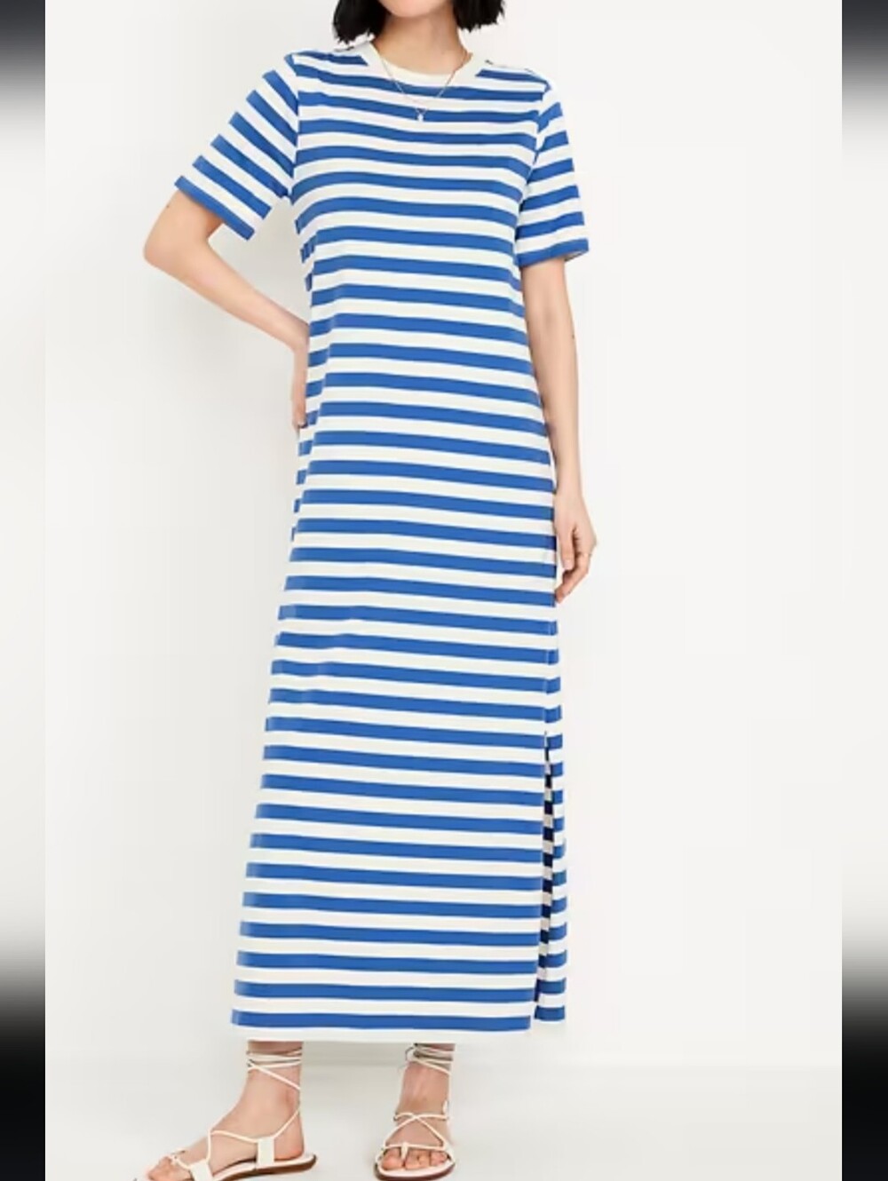 Old Navy Blue and White Striped Maxi Dress